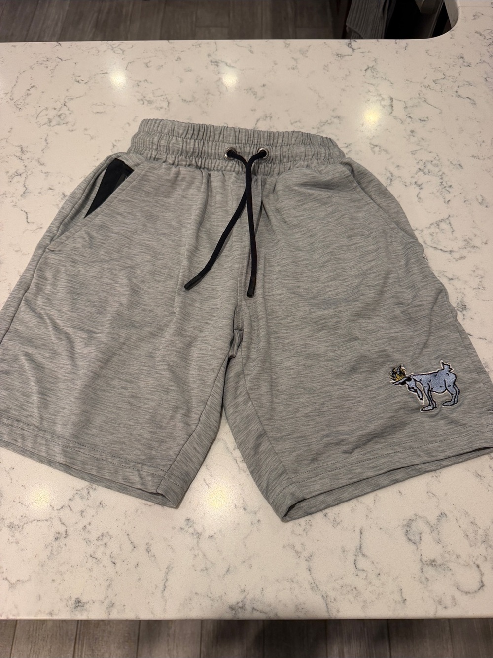 Kids GOAT USA Light Gray Pull-On Athletic Shorts Sz L